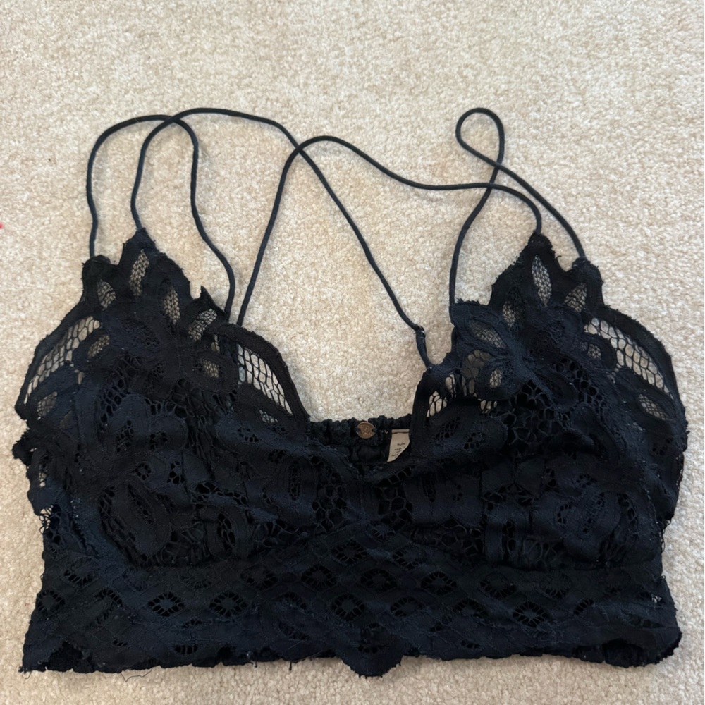 Free People Black Floral Lace Bralette